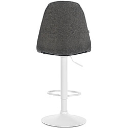 Decoshop26 Tabouret de bar x1 avec repose-pieds hauteur réglable pivotant assise en tissu gris foncé cadre métallique blanc 10_0004851