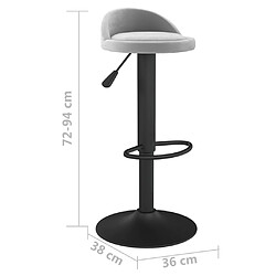 vidaXL Tabouret de bar Gris clair Velours pas cher