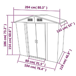 vidaXL Abri de stockage pour jardin Métal Vert 204 x 132 x 186 cm pas cher