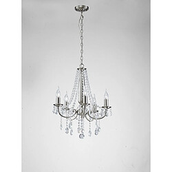 Luminaire Center Suspension Kyra 5 Ampoules nickel satiné/cristal