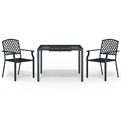 vidaXL Ensemble à manger de jardin 3 pcs anthracite acier