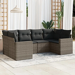 Maison Chic Salon de jardin 6 pcs avec coussins | Ensemble de Table et chaises | Mobilier d'Extérieur gris résine tressée -GKD84296