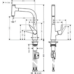 Mitigeur de cuisine HANSGROHE Talis Select M51 , avec douchette extractible 1 jet aspect acier inox - 72822800