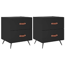 Maison Chic Lot de 2 Tables de chevet - Tables de Nuit noir 40x35x47,5 cm bois d’ingénierie