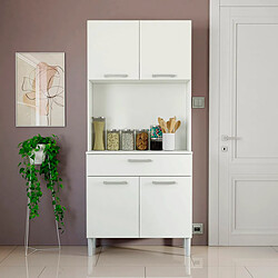 Pegane Armoire, placard de rangement avec 1 tiroir et 4 portes coloris blanc - longueur 80 x profondeur 36 x hauteur 180 cm pas cher