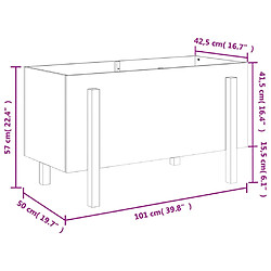 vidaXL Lit surélevé de jardin noir 101x50x57 cm bois de pin massif pas cher