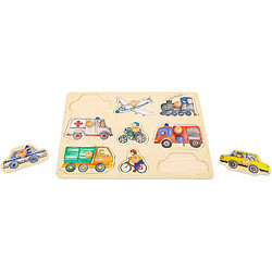 Small Foot 11503 Puzzles Ville en Bois avec Motifs détaillés des véhicules, à partir de 12 Mois Jouets, Multicolore