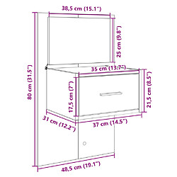 vidaXL Tables de chevet murales avec lumières LED 2 pcs blanc pas cher