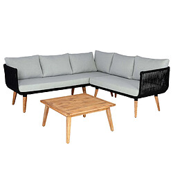 Decoshop26 Salon de jardin canapé pour extérieur avec table en bois d'acacia revêtement coussins gris clair 04_0008318