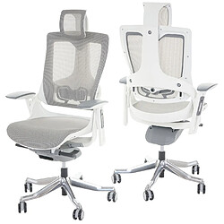 Decoshop26 Fauteuil de bureau ergonomique soutien lombaire siège pivotant et réglable revêtement en maille blanc-gris 04_0006235