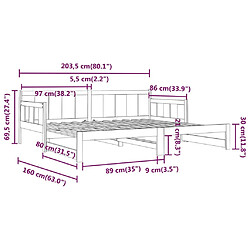 vidaXL Lit coulissant sans matelas noir 2x(80x200)cm pas cher