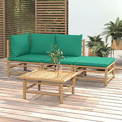 Maison Chic Salon de jardin 4 pcs + coussins - Mobilier/Meubles de jardin - Table et chaises d'extérieur vert bambou -MN18716