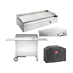 Planet Plancha électrique en inox Chef 80 cm Avec chariot fermé + couvercle + housse.