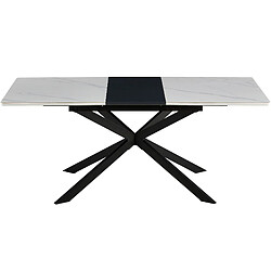 Avis Pegane Table à manger rectangulaire extensible en céramique coloris blanc / pieds noir - Longueur 140-180 x profondeur 80 x hauteur 75 cm