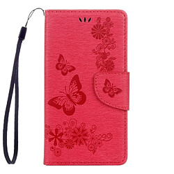 Wewoo Housse Étui rouge pour Sony Xperia XZ Power Butterflies gaufrage en cuir flip horizontale avec support et Slots de cartes Portefeuille & Longe