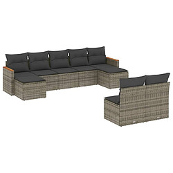 Maison Chic Ensemble Tables et chaises d'extérieur 9 pcs avec coussins,Salon de jardin gris résine tressée -GKD724540