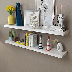 Maison Chic 2 Étagères murales,Étagère Rangement flottate MDF Blanc Rangement de livres/DVD -MN42213