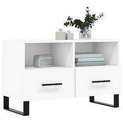 Avis Maison Chic Meuble TV scandinave - Banc TV pour salon Blanc 80x36x50 cm Bois d'ingénierie -MN37965