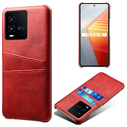 Coque en TPU + PU anti-rayures avec deux porte-cartes pour votre Vivo iQOO 10 5G - rouge