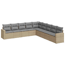 vidaXL Salon de jardin avec coussins 9 pcs beige résine tressée