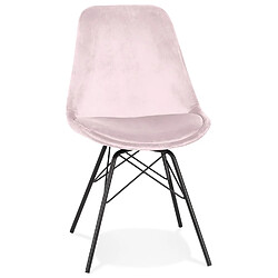 Alterego Chaise design 'ZAZY' en velours rose et pieds en métal noir