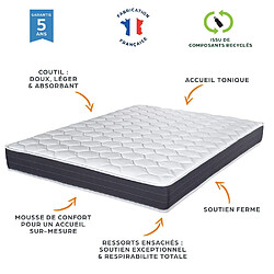 Ebac Matelas ressort + Sommier Omega Volcan 140x190 Record - H. 20 cm - Soutien ferme