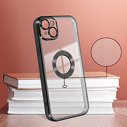 Avizar Coque iPhone 14 Silicone Bloc Caméra Couvert Transparent Contour noir Chromé pas cher