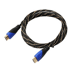 Wewoo Câble noir 1.8 m HDMI 1.4 Version 1080P Tissé Net Ligne Bleu Tête HDMI Mâle à HDMI Audio Vidéo Connecteur D'adaptateur