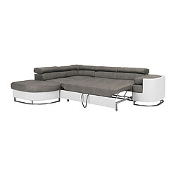 Acheter Vente-Unique Canapé d'angle gauche convertible en simili blanc et tissu gris MYSEN II