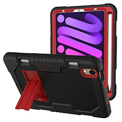 Coque en TPU + silicone avec béquille, couleur contrastée noir/rouge pour votre Apple iPad mini (2021)