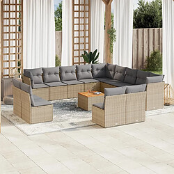 Maison Chic Salon de jardin avec coussins 14 pcs | Ensemble de Table et chaises | Mobilier d'Extérieur beige résine tressée -GKD97585