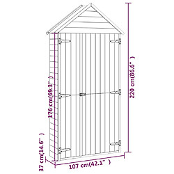 vidaXL Abri à outils de jardin 107x37x220 cm Bois de pin imprégné pas cher