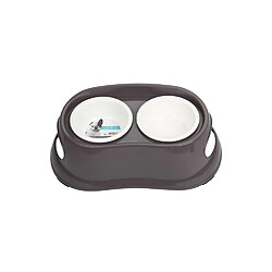 M-Pets MPETS Gamelle en plastique double ronde PLASTIC BOWL - Pour chien - 2x800ml - Coloris divers