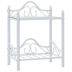 Helloshop26 Table de nuit chevet commode armoire meuble chambre 2 pcs acier et verre trempé 45x30 5x60 cm blanc 1402032