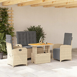 vidaXL Ensemble à manger de jardin coussins 4 pcs beige résine tressée