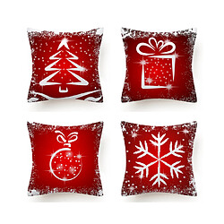 P68 4 pcs 45 * 45cm Rouge Sapin de Noël Motif Short Pouce Peluche Taie d'oreiller Holiday Home Décoration Taie d'oreiller Sofa Coussin Coussin