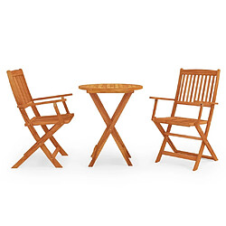 Maison Chic Mobilier à dîner pliable 3 pcs de jardin - Ensemble table et chaises d'extérieur - Salon/Mobilier de jardin classique Bois d'eucalyptus -MN13029