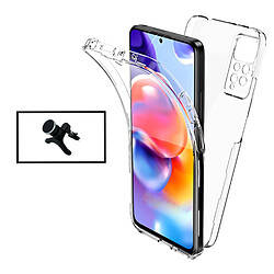 PHONECARE Kit Coque 3x1 360° Impact Protection + Support Magnétique de Voiture Renforcé pour Xiaomi Redmi Note 11S 5G - Transparent/Blanc