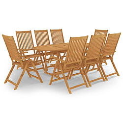 vidaXL Salon de jardin 9 pcs Bois de teck massif