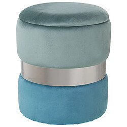 Pouf Alexandra House Living Bleu Argenté Velours Bois 7 x 43 x 37 cm