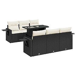 vidaXL Salon de jardin 7 pcs avec coussins noir résine tressée