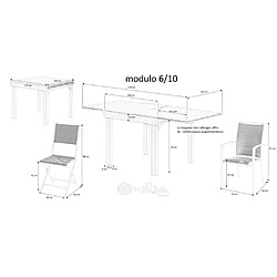 Avis Wilsa Garden Ensemble MODULO 6/10p en aluminium gris et verre transparent et 6 fauteuils en aluminium et assise textilène