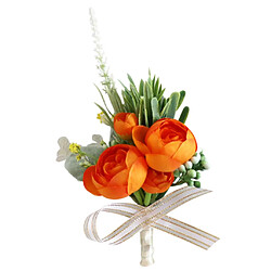 Fleurs De Thé Artificielles Corsages Boutonnière Pour Faveur De Mariage Orange