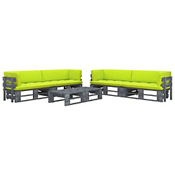 Maison Chic Salon de jardin palette 6 pcs avec coussins - Table et chaises d'extérieur - Mobilier/Meubles de jardin Moderne Pin imprégné de gris -MN13843