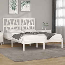 Maison Chic Lit Moderne Chambre - Cadre/structure de lit pour adulte Blanc Bois de pin massif 135x190 cm Double -MN99801