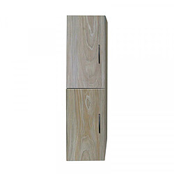 Avis Dansmamaison Ensemble meuble sous vasque suspendu 2 tiroirs 60 cm Bois + Miroir + Colonne - GUZO