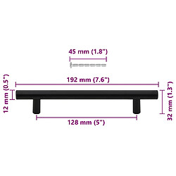 vidaXL Poignées d'armoire 10 pcs noir 128 mm acier inoxydable pas cher