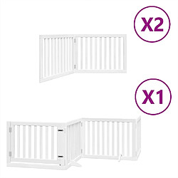 vidaXL Barrière pour chien porte pliable 8panneaux blanc bois peuplier