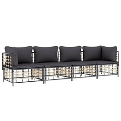 Avis Maison Chic Salon de jardin 4 pcs + coussins - Mobilier/Meubles de jardin - Table et chaises d'extérieur anthracite résine tressée -MN39910