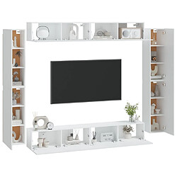 Avis Maison Chic Ensemble de meubles TV 8 pcs | Banc TV Moderne pour salon | Meuble de Rangement - Blanc Bois d'ingénierie -MN23326